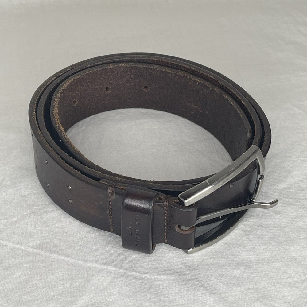 Ted Baker London Men's Brown Dress Belt Size 32 / 81cms Made in Italy Leather